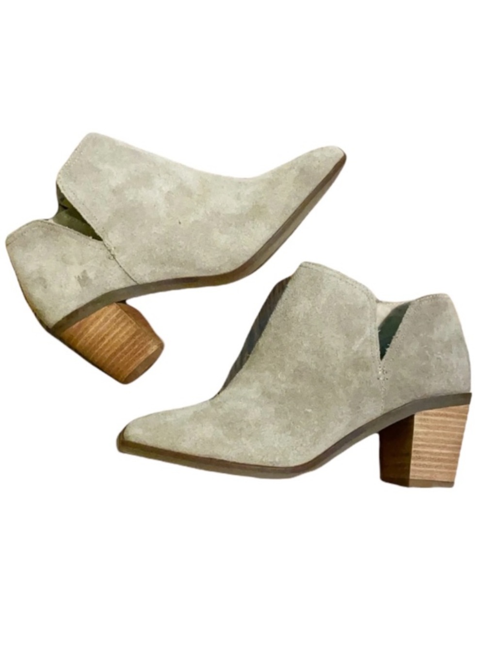 Lucky Brand Pardina tan cinder oiled suede leather heeled ankle boots size 6